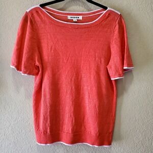 Boden ♡ Coral & White ♡ Short Sleeved Knit Top ♡ Medium